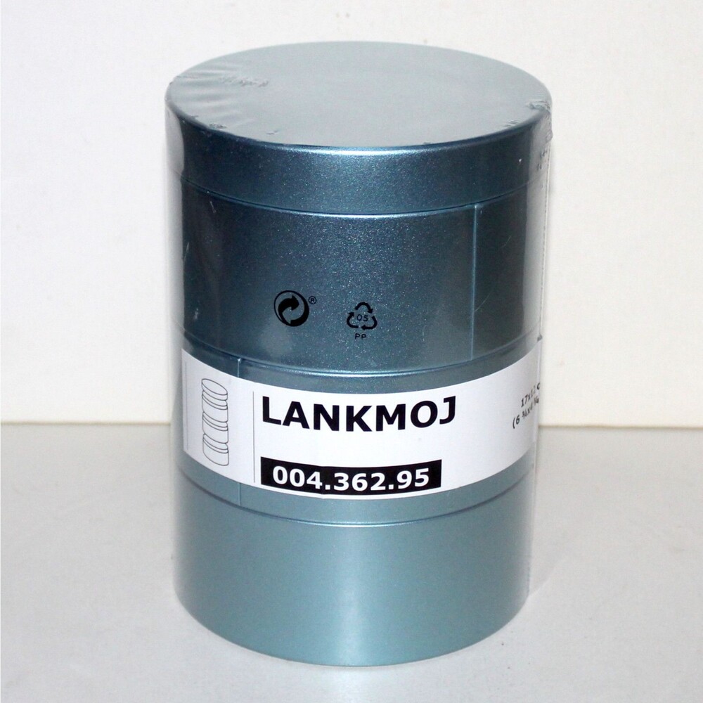 Ikea Lankmoj 3 decorative stackable box blue metal tin can NEW Sealed home decor